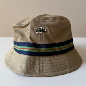 Lacoste Unisex Organic Cotton Stripe Band Bucket Hat